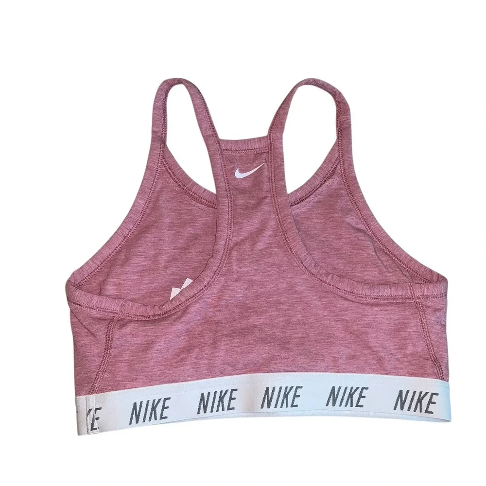 Nike Women Sports Bra MediumPink Wireless Swoosh Lightly Line Racerback Pullover - Picture 2 of 5